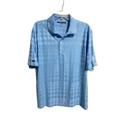 Greg Norman Collection Play Dry Men's Light Blue Diamond Design Polo Size Large
