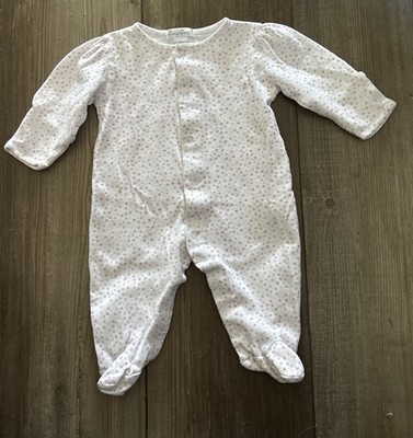 Kissy Kissy Baby Girl One Piece Sleeper NB Pink White Polka Dots Pima Cotton