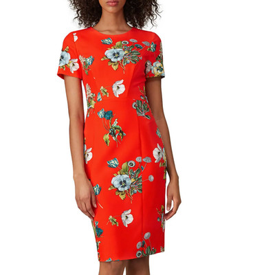 Black Halo Orange Floral Sheath Dress SIZE 2 Work Career USA Designer $435