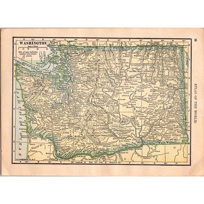 Vintage Map of Washington and Oregon 1910 Map SL1