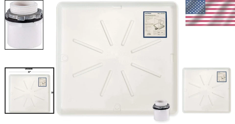 Leak Containment Solution - 30 x 32 Inch Heavy-Duty Washing Machine Drain Tray - Image 2 of 4