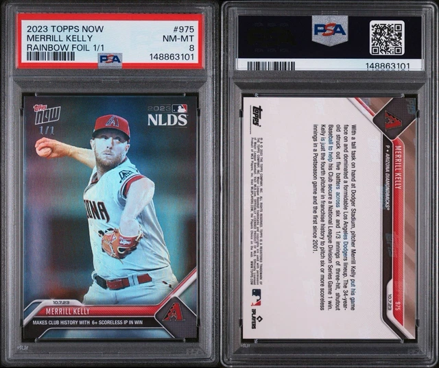 2023 Topps Now NLDS Merrill Kelly Gold 1/1 #975 PSA 8 Diamondbacks