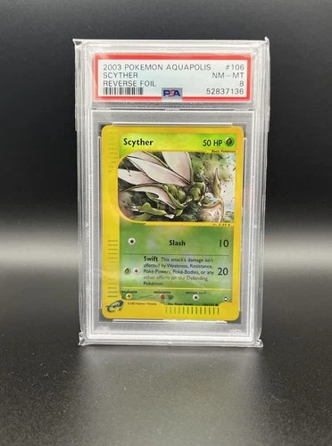 PSA 8 2003 Pokemon Aquapolis 106/147 Scyther Reverse Foil