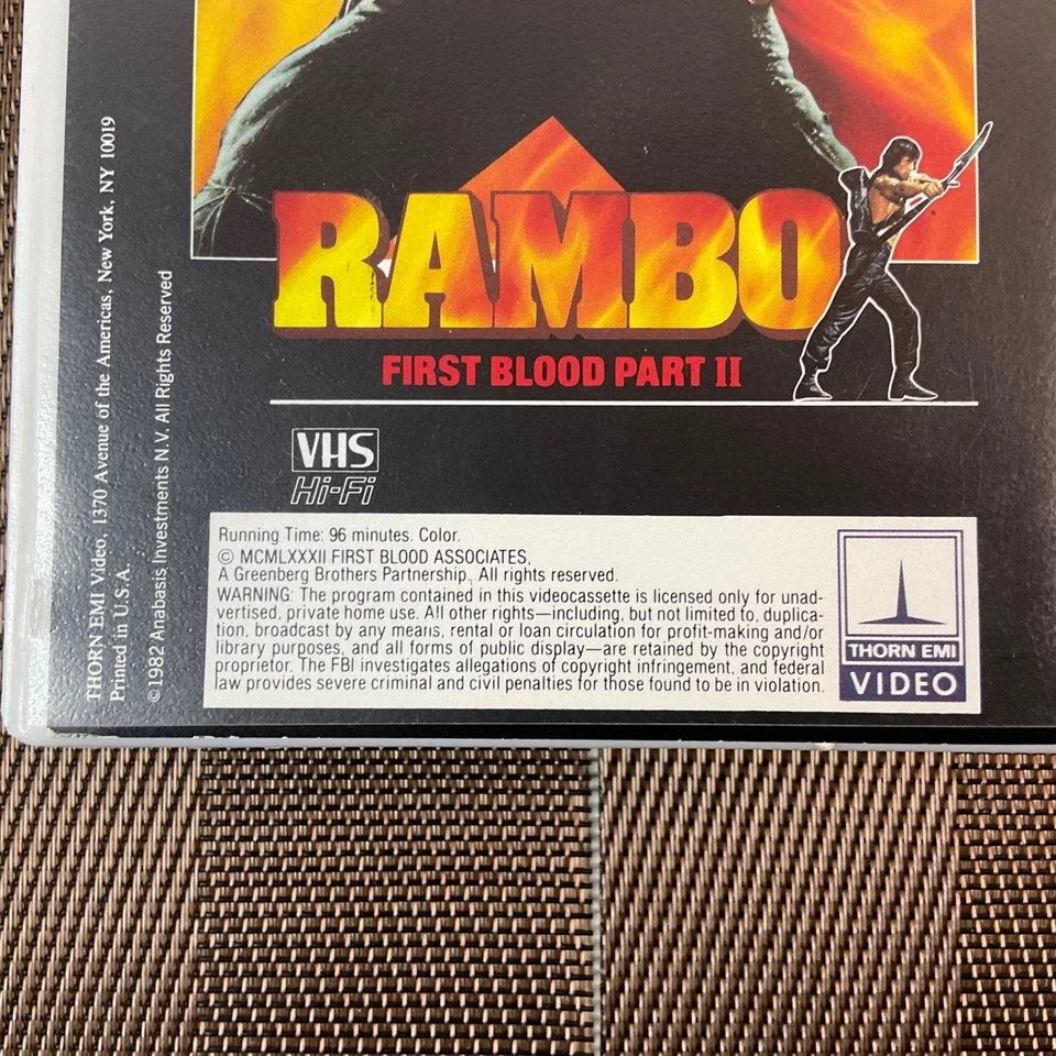 Rambo First Blood 1982 VHS Tape Clamshell Case Tested Good - Image 3 of 4