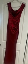 Windsor Burgundy Satin Sleeveless Long Bridesmaid Formal Maxi Gown Dress