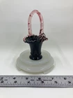 Fenton #37 for Zeta Todd Mini Basket Vase Ebony Black Peach Crest RESERVED