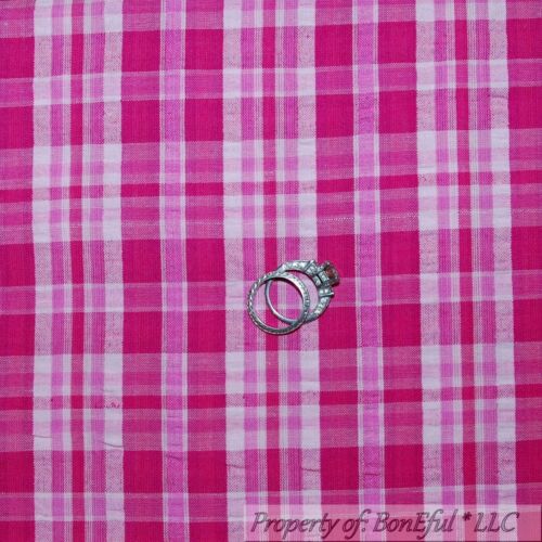 BonEful Fabric Cotton Woven Pink White Girl Plaid Seersucker Stripe Summer SCRAP