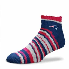 NEW! New England Patriots Muchas Rayas Womens Soft Fuzzy Sleep Socks OSFM NFL