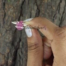 Ruby Raw Rough 925 Sterling Silver Crystal Women Gift Ring Size 8.5US JN109