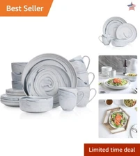 16-Piece Gray Porcelain Dinnerware Set - Marble Swirl Design - Service for 4
