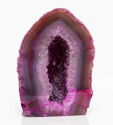 Agate Geode Cut Base Half Slab Slice Pink Crystal Quartz Decor XL 5.65 lb H2178