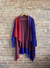 Pleats Please Issey Miyake Women  s Draped Cardigan, Sz 3 Color Block Japan