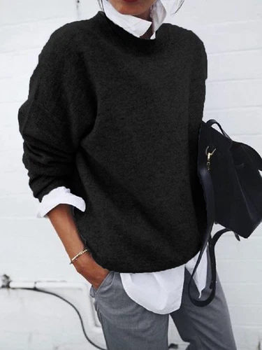 Womens Shirt False Two-piece Sweater Loose Blouse Jumper Pullover Tops Size 6-24 - Picture 3 of 17
