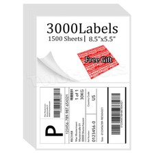 3000x Premium 8.5"x5.5" Shipping Labels Half Sheet Self Adhesive Mailing Labels