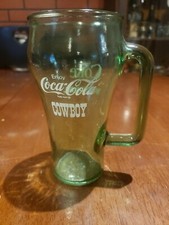 Collectible Green Coke Coca Cola Whataburger Cowboy Glass with Handle 16 oz