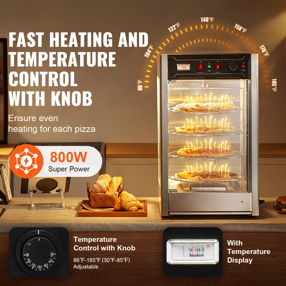 Expositor calentador de alimentos para pizza de 14" de 4 niveles comercial calentador de vidrio eléctrico Foto 2 de 4