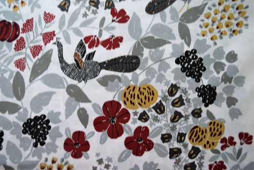 Camelot Fabrics Lintu Collection Floral Peacocks Fruit By the 1/4 yd ctn. fabric - Picture 2 of 2
