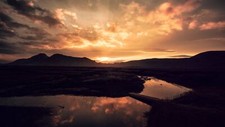 Landscape nature sunset clouds bridge reflection Custom Gaming Mat Desk
