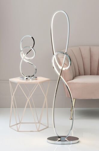 XL Next Chrome LED Sculptural Floor Lamp Abstract Loop Knot Feature Light £199 - Picture 1 of 8
