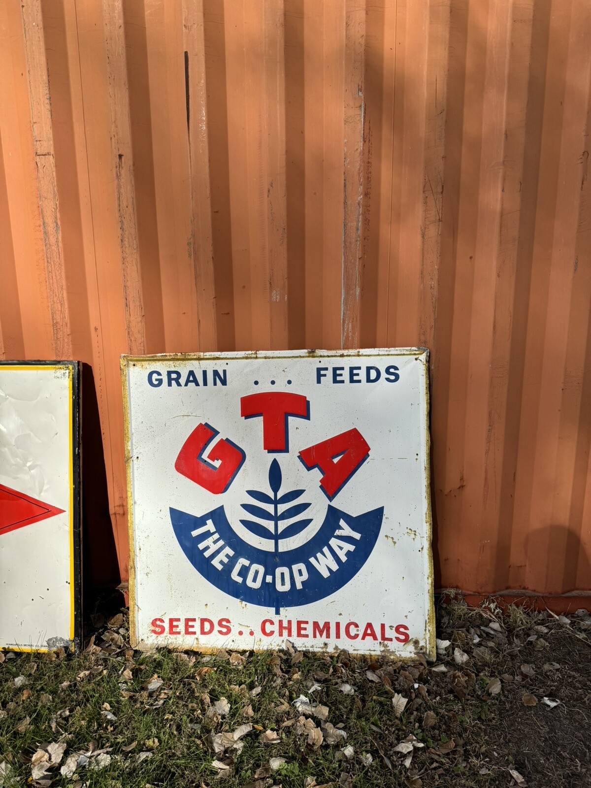 3 XL VINTAGE FARM AND BEER SIGNS 1950s Old Original & Rare gas oil