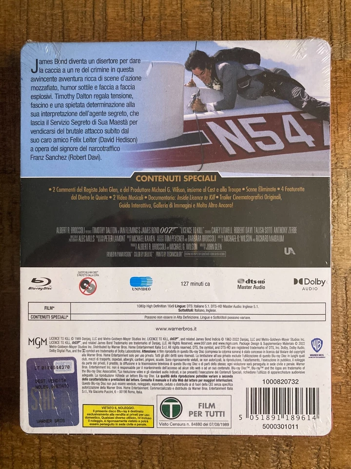 Licence to Kill [007] w. Steelbook (Blu-ray, 1989, EU Import, Region Free) *NEW* Foto 2 de 4