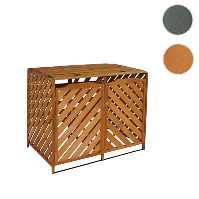 XL 2er-/4er-Mülltonnenverkleidung HWC-J44, erweiterbar 112x63x96 Holz  