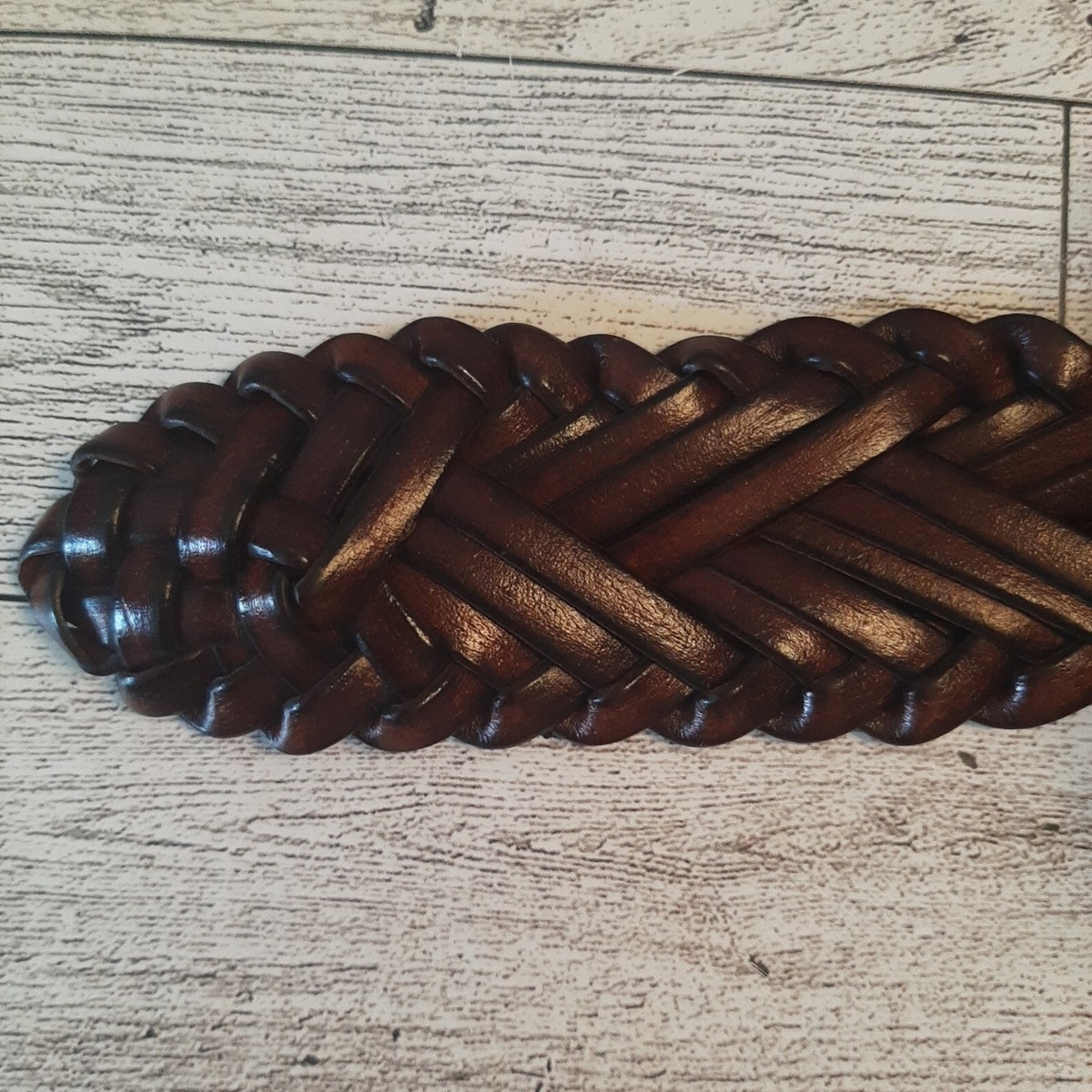 Size Large Woven Leather Belt Brown Braided Boho Western NEW Vintage Woven Leather Belt: Brown Braided Western Boho  main image 3