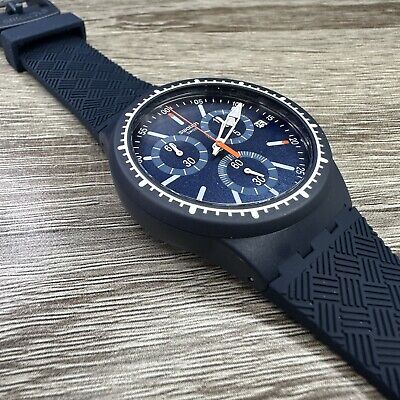 NEW✓ Swatch GARA IN BLU Navy Blue Men's Chronograph 42mm NEW✓ Swatch GARA IN BLU Navy Blue Men's Chronograph 42mm