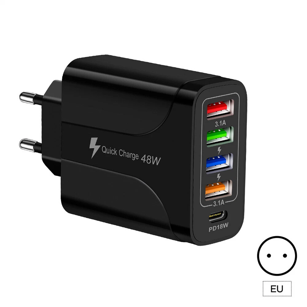 5 Multi Port USB Hub Charger Station Wall Fast Charger PD Power Adapter US Plug