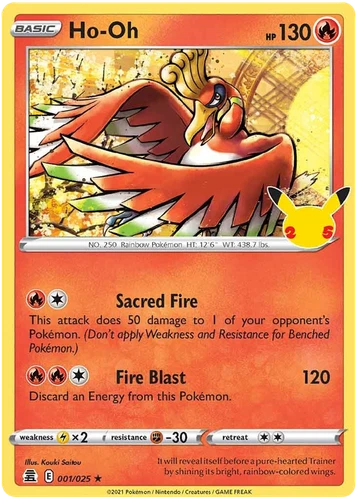 HO-OH 001/025 25TH CELEBRATIONS POKEMON (HOLO RARE, NM)