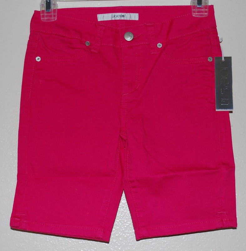 JOE'S JEANS Girls Solid Bright Pink Bermuda Stretch Everyday Cotton Shorts sz 10