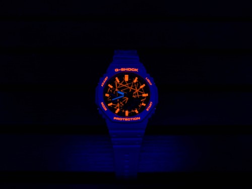 Hand-Painted Casio GShock GA2100 Mod Neon Orange - High Quality CasiOak Mods - Bild 2 von 7