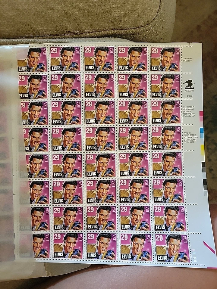 MINT Never Touched -  Elvis Presley Stamps Rock & Roll 1992 Full Sheet 10 Availa - Image 2 of 2