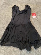 Capezio Girls' Flutter Sleeve Dress 3973C Leotard Black Girls Large NWT CA