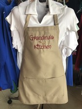 Personalized Khaki Apron With  Grandma  s kitchen  Design