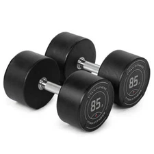 Titan Fitness 85 LB Set Round Urethane Dumbbells, 33mm Medium Volcano Knurling