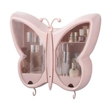 NNEAGS Pink Butterfly Shape Wall-Mounted Makeup Organiser Dustproof Waterproof B