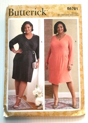 plus size a line dress pattern Butterick Easy Drape Comfortable 6781 Sz 18W-24W NEW Aloruh Floral Print Mesh