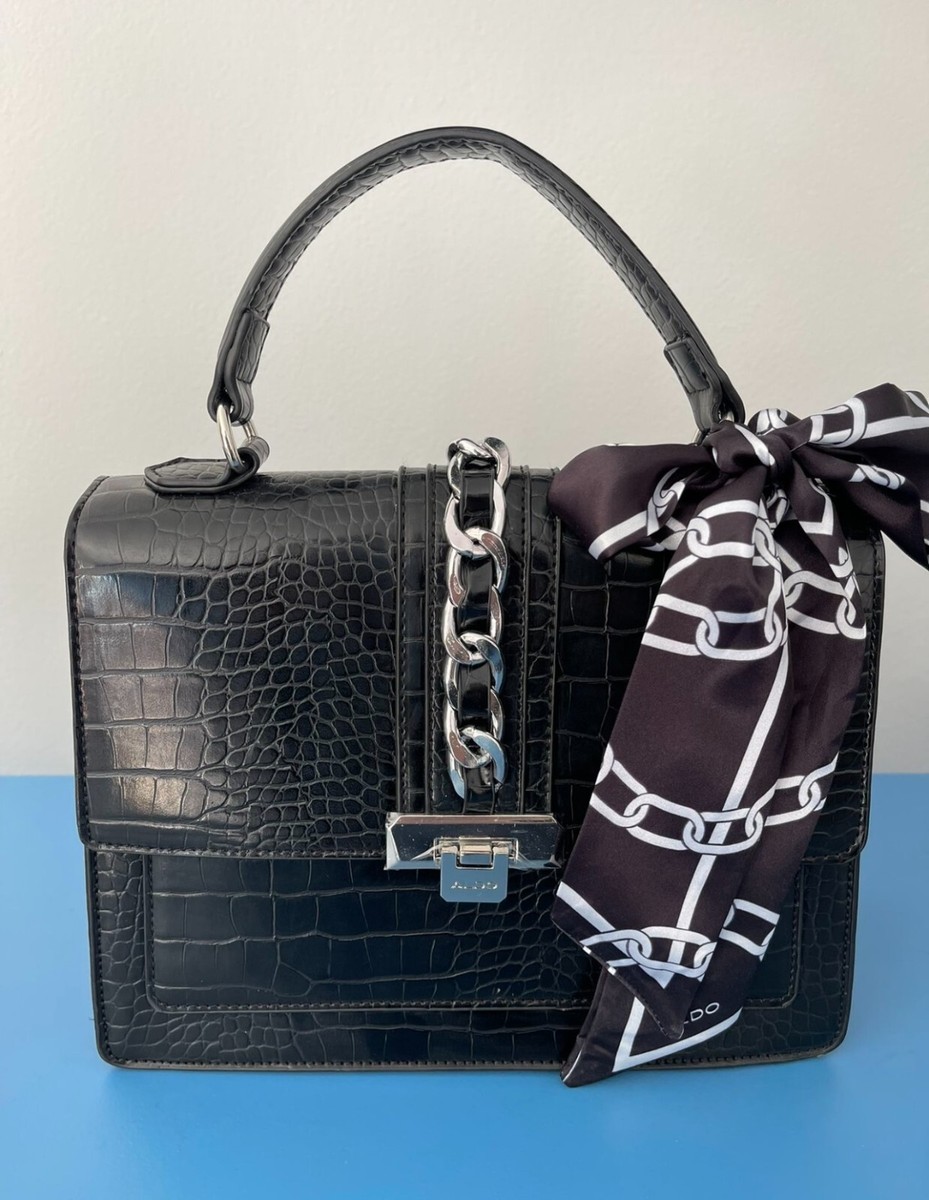 Luxury Handbag Vegan Leather Women Shoulder Bag Scarf Croc