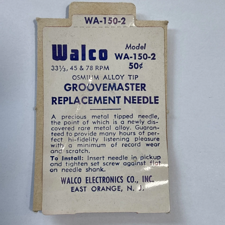 Aguja Grovemaster de repuesto vintage Walco WA-150-2 punta de aleación de osmio Foto 2 de 2