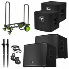Electro-Voice EKX-15SP 15" Powered Active DJ PA Subwoofers Pair w Covers  Cart