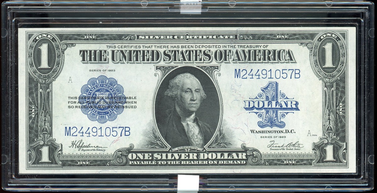 1923年 1ドル米国銀貨証明書 FR237 PCGS 45PPQ 極めて良好 1923年 1