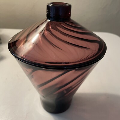 Vintage Hazel Ware Moroccan Amethyst Tall Candy Dish With Lid