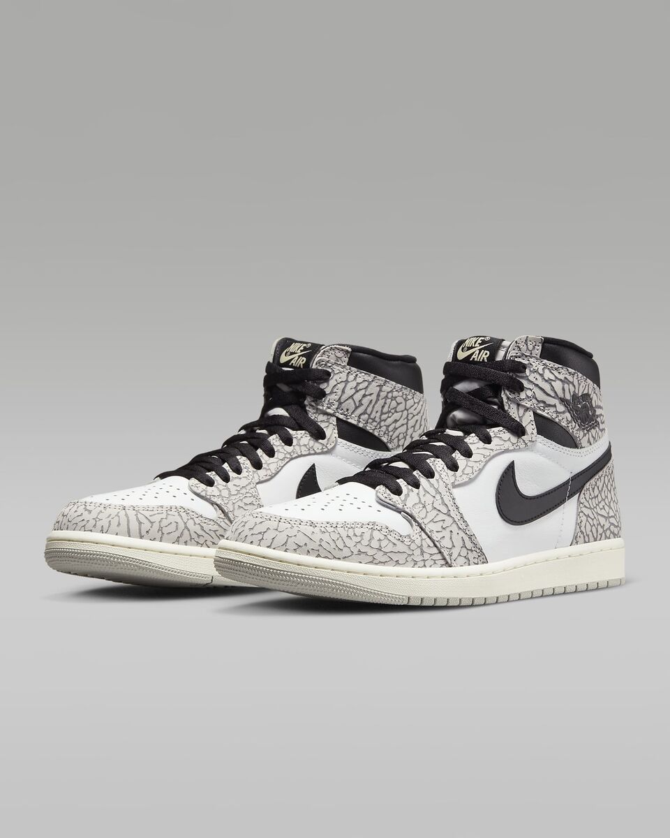 Nike Air Jordan 1 Retro High OG White Cement Tech Grey Muslin ...