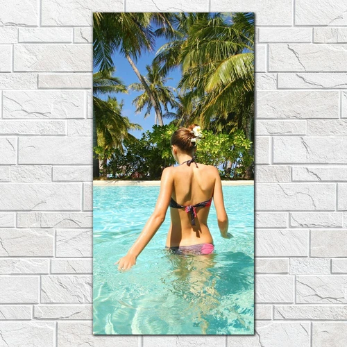 Wandbilder Glasbild Druck auf Glas Pool auf einer tropischen Strand insel 50x100