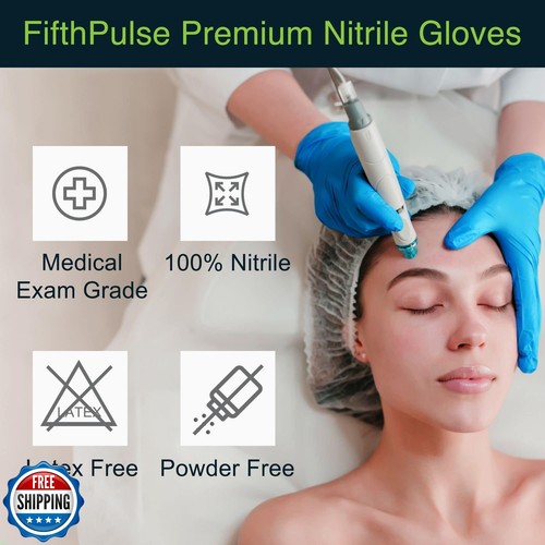 Guantes médicos de nitrilo azul FifthPulse grandes, 100 unidades - grado quirúrgico tardío - Imagen 5 de 5