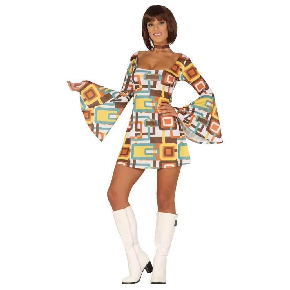 Go Girl Costume Ladies 60s 70s Fancy Dress Outfit Disco Retro