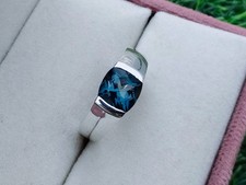 Natural London Blue Topaz ring 925 Sterling Silver Men's Blue Topaz Ring