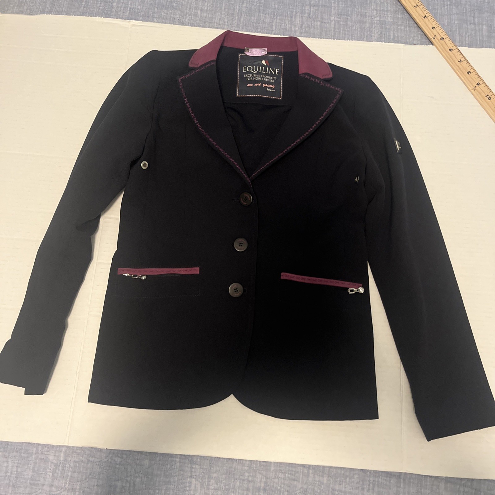 Equiline Girls 14/15 Navy Blue button Equestrian Riding horse show Jacket