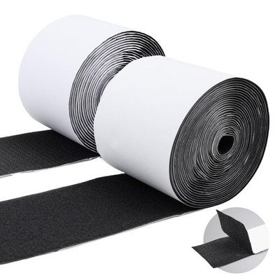 4''×20 Feet Black Nylon Heavy Duty Wide Hook and Loop Tape Adhesive,Double-Si...